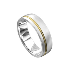 Men's Offset Grooved Wedding Ring
