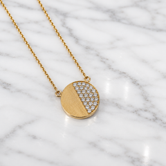 14k Yellow Gold Lab Diamond Medallion Necklace