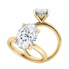Oval Cut Lab Grown Diamond Engagement Ring with Hidden Halo