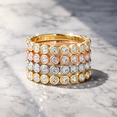 Round Natural Diamond Bezel Set Wedding Band