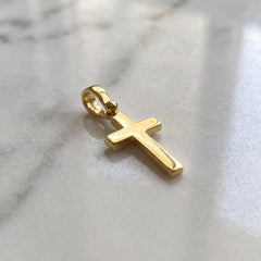 18k Yellow Gold Classic Unisex Cross Pendant
