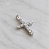 18k White Gold Ladies Natural Diamond Cross Pendant - 1.10ct