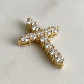 18k Yellow Gold Ladies Lab Grown Diamond Slider Cross Pendant