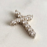 18k White Gold Ladies Lab Grown Diamond Slider Cross Pendant