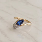 14k Yellow Gold Marquise Sapphire and Diamond Dress Ring
