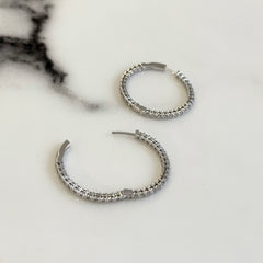 18k White Gold Lab Grown Diamond Hoop Earrings