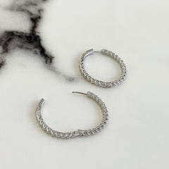 18k White Gold Lab Grown Diamond Hoop Earrings