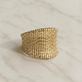 9k Yellow Gold Textured Concave Ring