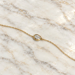 Yellow Gold East-West Bezel Set Pear Lab Diamond Bracelet