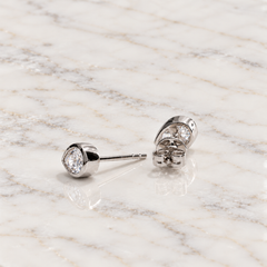 White Gold Bezel Set Pear Lab Diamond Stud Earrings