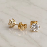 Yellow Gold Lab Grown Diamond Tulip Stud Earrings