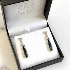 Green Tourmaline & Diamond Drop Earrings