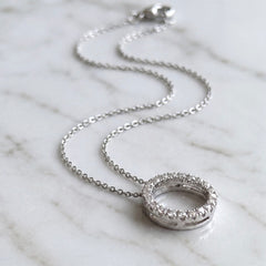 9k White Gold Diamond Eternity Pendant