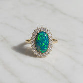 Yellow Gold Australian Opal and Diamond Cocktail Ring