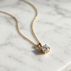 Yellow Gold Round Lab Grown Diamond Solitaire Pendant With Chain 18k Yellow Gold