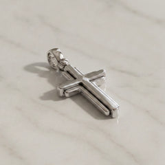 18k White Gold Men's Layered Cross Pendant