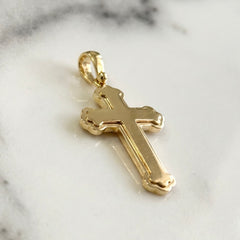 Men's 18k Yellow Gold Matte Finish Orthodox Cross Pendant - Medium