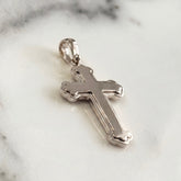 Men's 18k White Gold Matte Finish Orthodox Cross Pendant - Medium