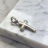 Men's 18k White Gold Matte Finish Orthodox Cross - Small