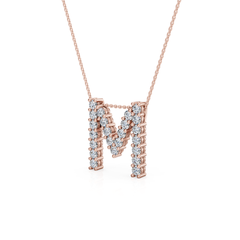 Lab Grown Diamond Initial ‘M’ Pendant With Chain
