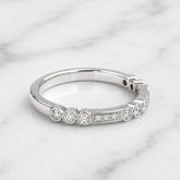 18k White Gold Stackable Milgrain Bezel Set Diamond Ring
