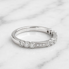 18k White Gold Stackable Milgrain Bezel Set Diamond Ring