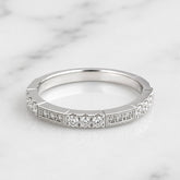 18k White Gold Stackable Milgrain Diamond Ring