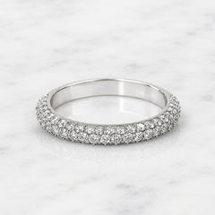 Platinum Stackable Pave Diamond Ring