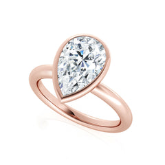 Pear Shape Natural Diamond Bezel Set Engagement Ring
