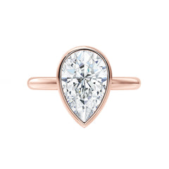 Pear Shape Natural Diamond Bezel Set Engagement Ring