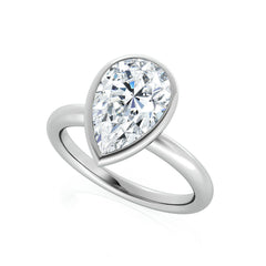Pear Shape Natural Diamond Bezel Set Engagement Ring