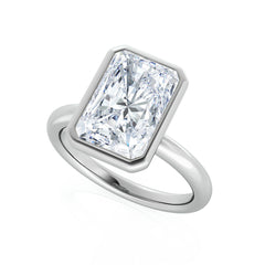 Radiant Cut Natural Diamond Bezel Set Engagement Ring