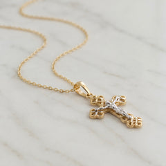Two Tone Gold Orthodox Cross