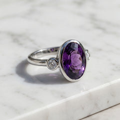 Amethyst & Diamond Cocktail Ring