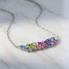 18k White Gold Multi Coloured Sapphire Necklace