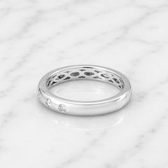 18k White Gold Stackable Hammer Set Diamond Ring