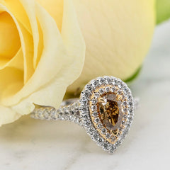 18k White Gold Natural Champagne & White Diamond Ring