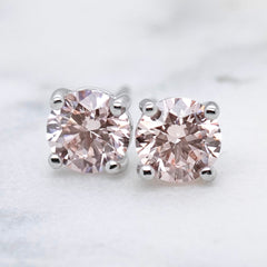 Round Brilliant Cut Pink Diamond Stud Earrings