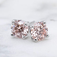 Round Brilliant Cut Pink Diamond Stud Earrings