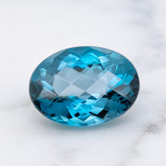 Oval Checkerboard Cut London Blue Topaz - 23.57ct