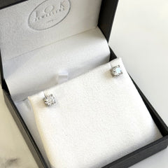 18k White Gold Lab-Grown Diamond Hidden Halo Stud Earrings