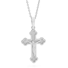 White Gold Orthodox Cross Necklace