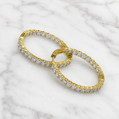 Yellow Gold Inside-Out Lab Grown Diamond Hoop Earrings - 2.44ct