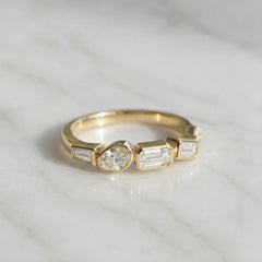 18k Yellow Gold Bezel Set Multi-Shape Diamond Band