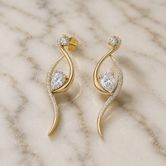 Pear Shape Lab Diamond Spiral Earrings