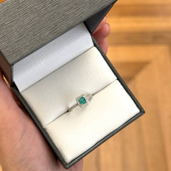 Asscher Cut Emerald and Diamond Cocktail Ring