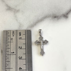 18k White Gold Solid Orthodox Cross With Crucifix