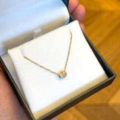 18k Yellow Gold Oval Cut Diamond Pendant & Chain