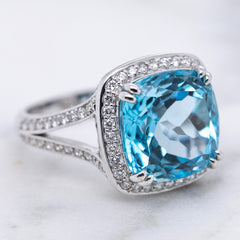 Blue Topaz and Diamond Cocktail Ring