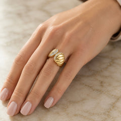 Gold and Diamond Croissant Ring